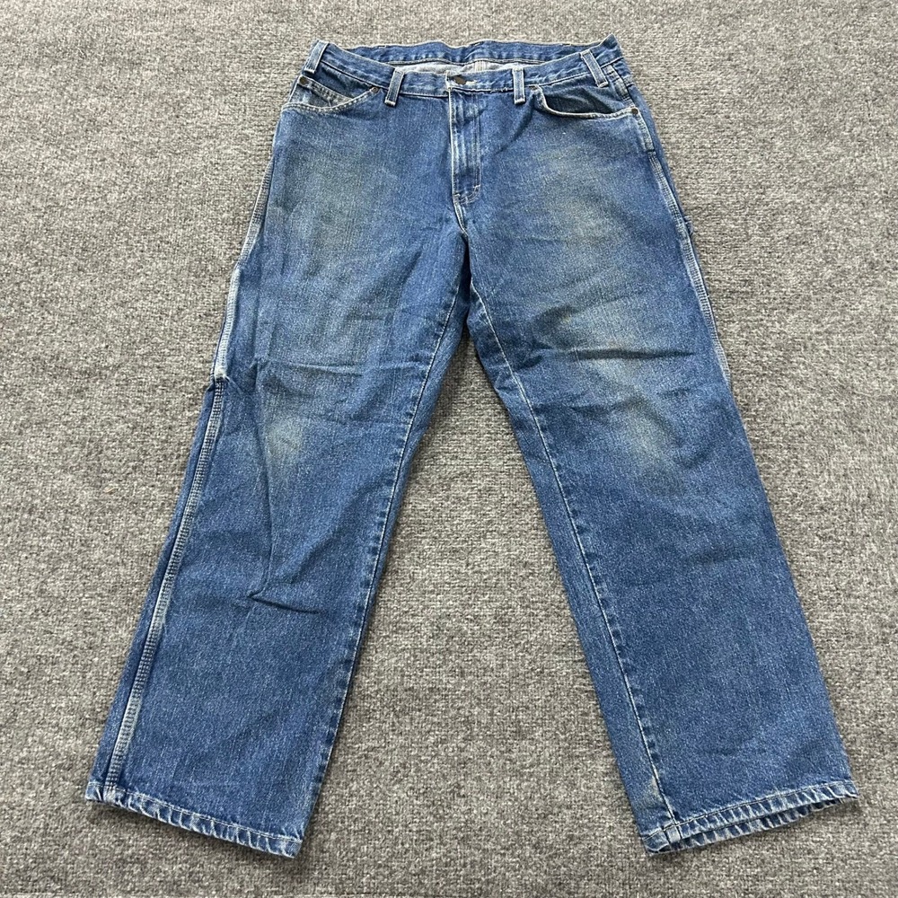 Dickies Carpenter Jeans Mens Size 34x30 Blue Denim Relaxed Fit Utility Workwear